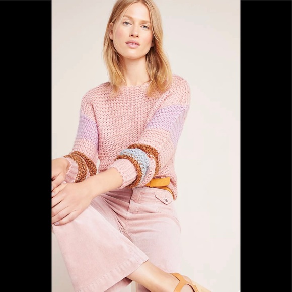 Anthropologie Heartloom Metallic Striped Sweater - Picture 4 of 7